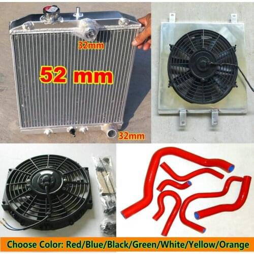 4Row Aluminum Radiator FOR HONDA CIVIC CRX DEL SOL B16A/B18C 1.6L EK4/EK9 EG6/EG9 EM1 MT 1992-2000 32mm Pipe In/Out + Shroud Fan