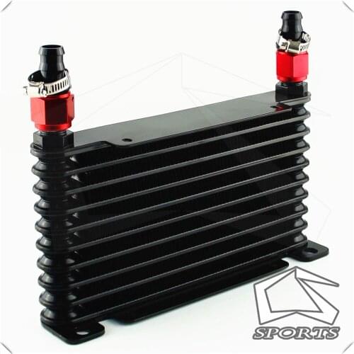 AN10 32mm Aluminum 10 Row Engine/Transmission Racing Oil Cooler+Fittings Black