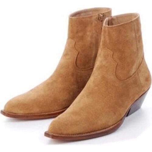 Spring Autumn New Ankle Boots Men Catwalk Fashion Genuine Leather Martin Boots Designer Handmade Style Brown MenS Chelsea Boots