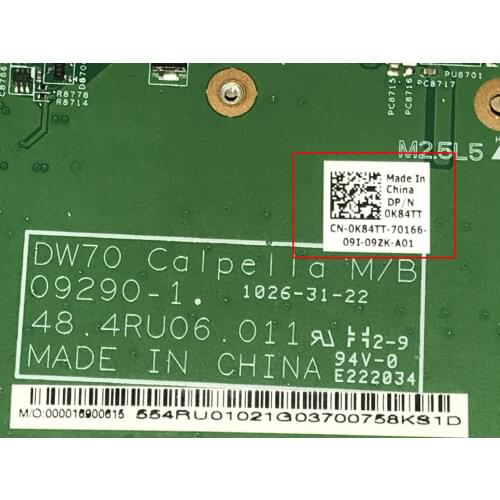 FAST SHIPPING.0K84TT 09290-1 48.4RU06.011 LAPTOP MOTHERBOARD FOR DELL VOSTRO 3770 MAINBOARD. FIT CORE I7 PROCESSOR+GPU
