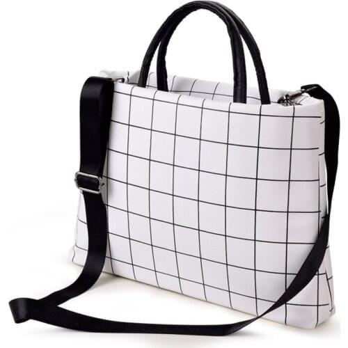 13 13.3 14 15 15.6 Inch Plaid Waterproof PU Laptop Notebook Bags Case Briefcase Messenger for Men Women Business