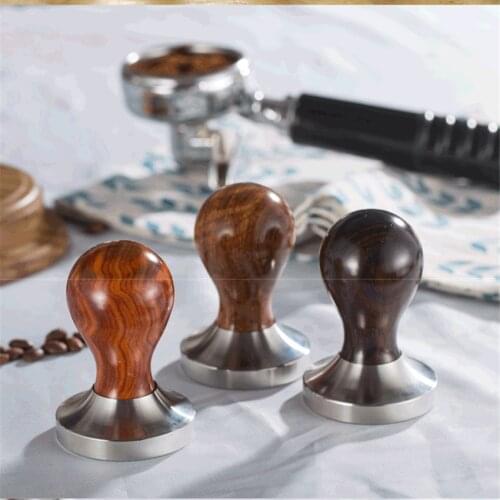 Wooden Coffee Tamper 51mm/58mm 304 Stainless Steel Coffee Powder Hammer Handle Espresso Coffee Accessories Barista Tools