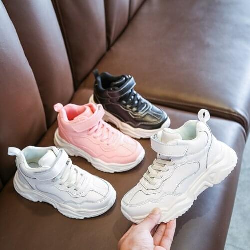 Childrens shoes Autumn winter new leather kids leisure campus white shoes sports students running sneakers boys girls trainers