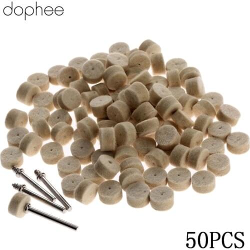 Dophee 50PCS 13mm Dremel Accessories Wool Felt Polishing Buffing Wheel Grinding Polishing Pad+2Pcs 3.2 mm Shanks for Dremel Tool