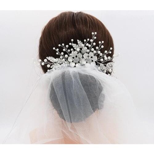 Rhinestone Flower Leaf Bridal Hair Comb for Girls Crystal Hair Ornaments Jewelry Wedding Hair Accessories