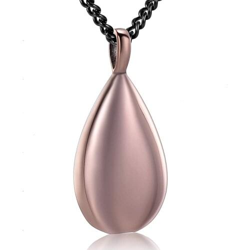 IJD9945 Rose/Black/Gold Color Engravable Teardrop Keepsake Ashes Necklace Urn Pendant Cremation Memorial Jewelry