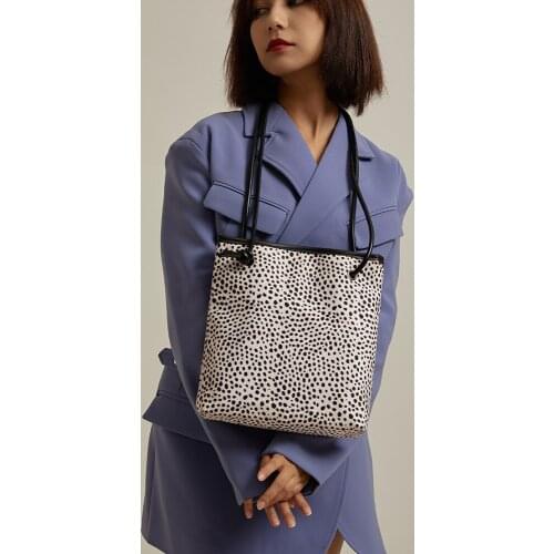 FIRMRANCH EUR And USA Personality Black White Spots Design High-Quality Canvas Womens Multi-Function Shoulder Diagonal Bag Hobo
