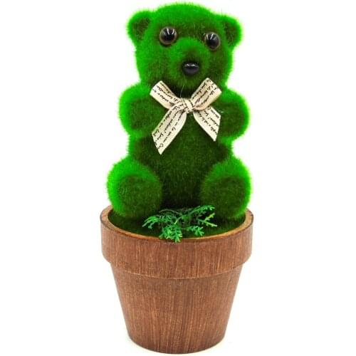 Artificial Flower Plant Potted Animal Bear Grass Land Bonsai Fake Flower Plant Pine Trees for Wedding Christmas Home Decoration