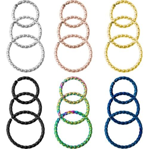 3Pcs 8-12mm Non Pierced Surgical Steel Fake Nose Ring Lip Piercing Helix Cartilage Tragus Ear Hoop Earrings Jewelry 16G 18G 20G