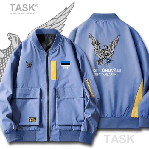 Military Army Jackets Air Force Estonia Estonian EST Hip Hop Slim Fit Pilot Coat Mens Bomber Zipper Jacket Tooling Thin coat