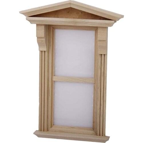 Miniature Wooden Window DIY Accessory for 1/12 Dollhouse