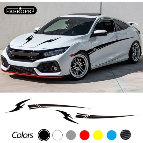 Car Hood Cover And Door Sticker Car Body Vinyl Film Decals Long Racing Sports Graphics Tuning Accessories For Honda Civic