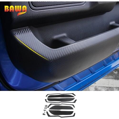 HANGUP Carbon Fiber Sticker Car Door Anti Kick Sticker Protection Interior Decoration Stickers For Ford F150 2015 Up Car Styling