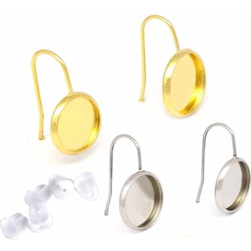 New 10pcs 8 10 12 mm 316L Stainless Steel Earrings Cabochon Hook Tray Base DIY Making Earrings Jewelry Supplies for Jewelry
