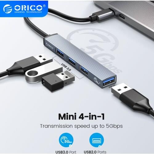 ORICO USB HUB 4 Port USB 3.0 Splitter With Micro USB Power Port Multiple High Speed OTG Adapter for Computer Laptop Accessories
