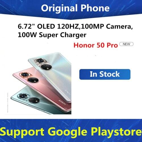 Original Honor 50 Pro 5G Mobile Phone Snpadragon 778G Android 11.0 6.72" 120HZ Face ID Screen Fingerprint 100MP 100W Charger OTA