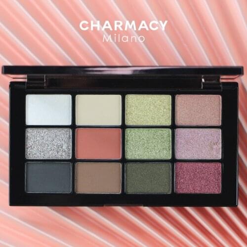CHARMACY 12 Colors Glitter Eyeshadow Makeup Pallete Matte Eye Shadow Palette Shimmer Diamond Eyeshadow Powder Pigment Cosmetics