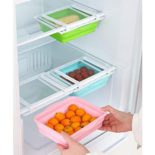 Fridge Freezer Organizer Refrigerator Storage Rack Shelf Drawer Food Container Freezer Storage containers Kitchen Boxes Foldable
