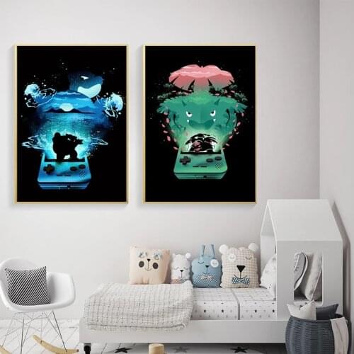 Anime Canvas Painting Poster and Print Japanese Game Pokemon Characters Children Room for Home Rooms Gallery Wall Decoration