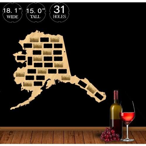 The Last Frontier Alaska Wine Cork Map Wine Cork Traps State of Alaska Decorative Wooden Organizer Cork Holder Display Wall Map