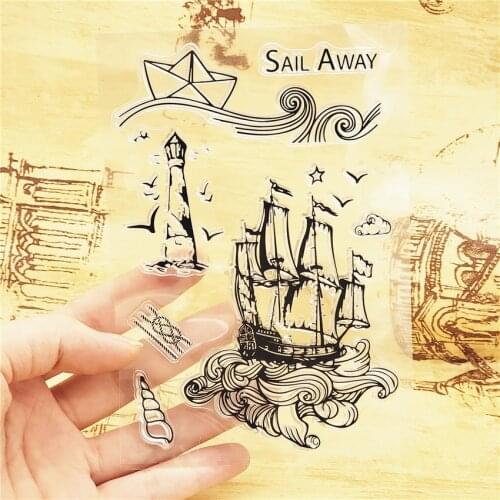 11*16CM Pirate Ship Transparent Clear Stamps / Silicone Seals Roller Stamp For DIY Scrapbooking Photo Album/Card Making