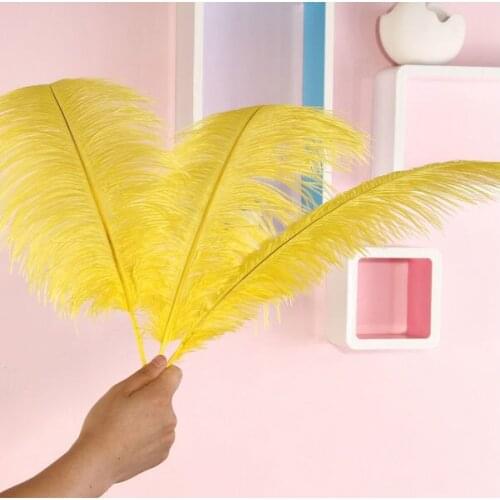 Sales of high-quality 50pcs / Many yellow ostrich feathers 45-50cm, DIY wedding decorations / decorative home accessories