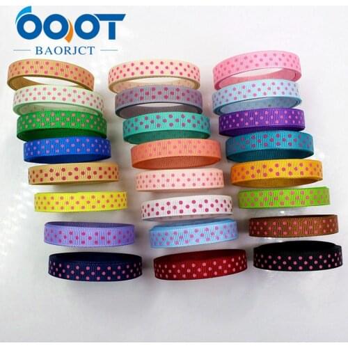 1801171,10mm 20 yards/lot rose Polka Dots printed Grosgrain ribbon DIY handmade headdress jewelry accessories gift Party