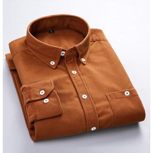 Corduroy Shirt For Men Quality Warm Autumn Winter Thick Regular Fit Daily Asian Size Fashion Simple Business Mens Casual Shirts