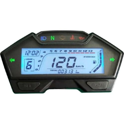 SAMDO Universal LCD Motorcycle Speedometer Odometer RPM Speed Fuel Gauge 199 Kph Mph DIY Speedometer