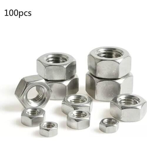 100pcs 2mm / 2.5mm / 3mm / 4mm / 5mm / 6mm 304 stainless steel hexagon nut with inch thread