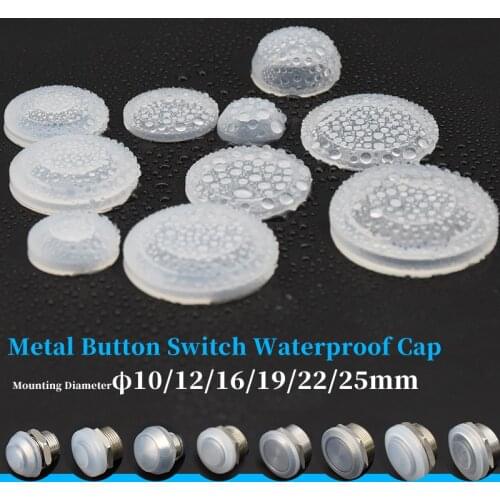 10Pcs 10mm 12mm 16mm 19mm 22mm 25mm Metal Push Button Switch Protection Cover Silicone Waterproof Dust Cap