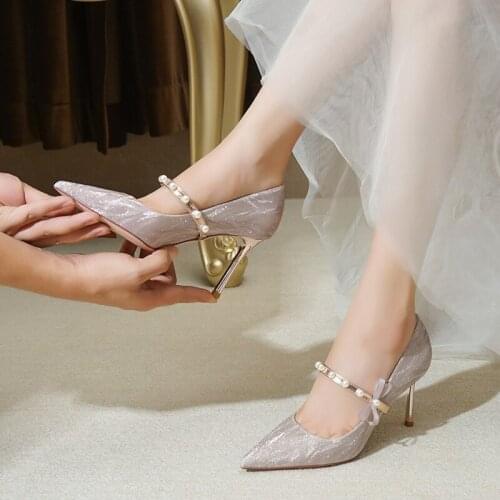 French Wedding Shoes Wedding Dress Two Wear 2021 New Summer Female Bride High Heels Are Not Tired Feet Can Be Worn Everyday