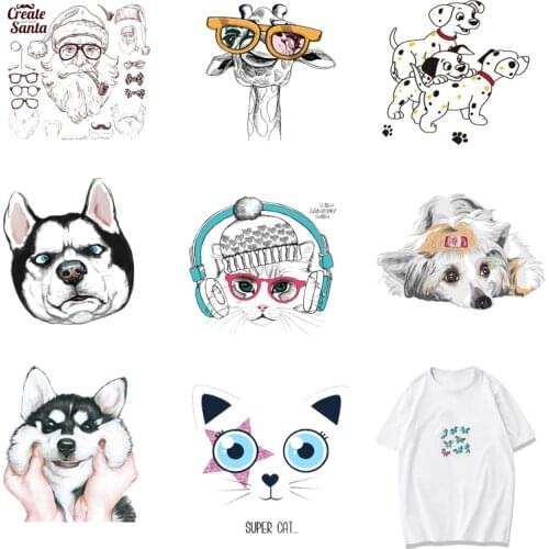 Iron-on Transfers for Clothing Patches Thermal Stickers Stripe Dress Diy Animals Patch Vinyle Adhesive Flex Fusible Transfer A