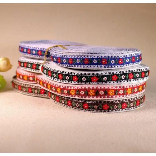 Embroidery ethnic jacquard webbing woven tape lace trim ribbon 1.5cm tribal boho DIY garment bag gift accessory floral zakka sew