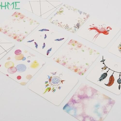 5X5CM Jewelry Earrings Dispaly Colorful Paper Card Organizer Hang Tags DIY handmade Earring Stud Packing Cards Prices Label