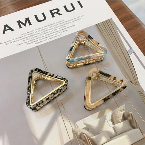 Girls Triangle Acetate Alloy Women Girls Geometric Hair Claw Clamp Metal Hair Crab Hair Claw Clip Color Hairpin Hair Accessories