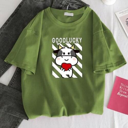 Spring Summer New Women T-shirt Cute Print Short Sleeve O Collar Woman Tops Cotton Spandex T shirt Femme