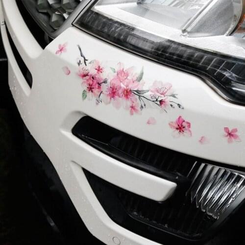 1PC Cherry Blossom Floral Car Stickers Love Pink Auto Vinyl Deca Bumperl Window for Women Car Tuning Styling Accessories