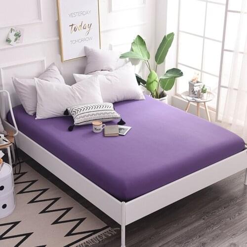 1pcs Cotton Solid Fitted Sheet Mattress Cover Four Corners With Elastic Band Bed Sheet Solid color Bedding Linens Bed Sheets #s