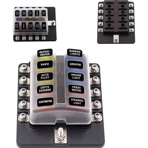 1 In 10 Out Fuse 12-36V Car RV Boat Truck Screw Wiring Set Modification 10 Ways Fuse Box With LED Indicator Auto Accessories