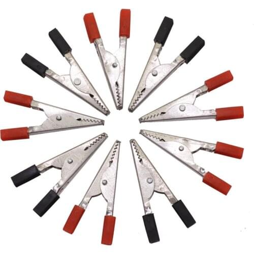 10 pcs / lot Best Promotion 5cm Crocodile Car Caravan Van Battery Test Lead Clips Red + Black 50mm Electrical Equipment Supplies