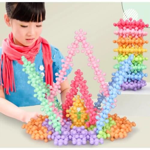 120PCS DIY Plastic Snowflake Interconnecting Blocks 3D Assembly Building Construction Games Toys for Kids Children Baby