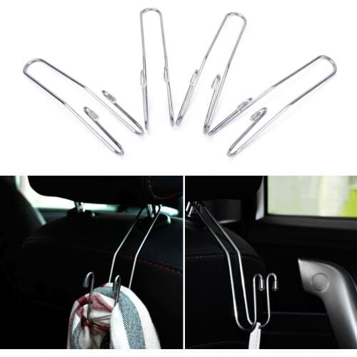 4PCS Multi-functional Metal Auto Car Seat Headrest Hanger Bag Hook Holder for Bag Purse Cloth Grocery Storage Auto Fastener Clip