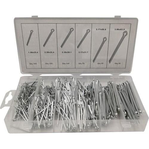 555Pcs/set Split-Cotter Pins Mechanical Hitch Hair Tractor Fastener Clips Kit with Case Fastening Pins Assortment Kit split pin