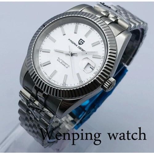 Pagani 42mm Mens Top Casual Business Watch Sapphire Glass Silver Dial Waterproof 24 Jewels NH35A Movement Mens Automatic Watch