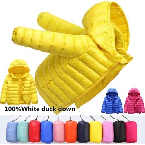 Kids Baby Boys Jacket Parka Light Kids girl Hooded jacket Winter Duck Down Jacket Coat 1-12Yrs Children Spring autumn Outerwear