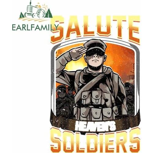 EARLFAMILY 13cm x 8.9cm for Salute Soldiers Creative Car Sticker Car Body Windows Decal Motorcycle Waterproof Graffiti Graphics