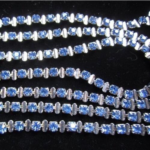 Rhinestone Cup Chain Sew-On Rhinestones 4Mm Sapphire 1Yard Tape Rhinestone Decorations Apparel Accessories Decorations For Cloth