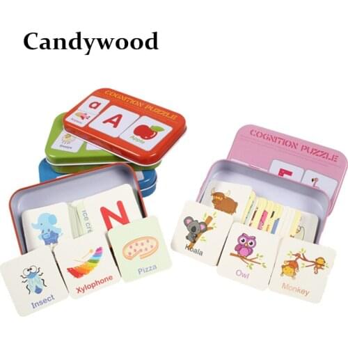 Kids Toys Cartoon Graph Match Game Puzzle Card Learning Letters Alphabet Jigsaw Puzzles Educational Wooden Toys
