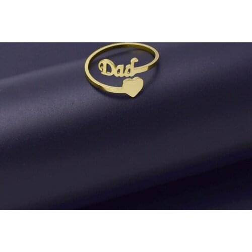 QIAMNI Family Love for Dad Letter Open Ring Trendy Men Heart I Love You Daddy Alphabet Ring Birthday Fathers Day Jewelry Gift